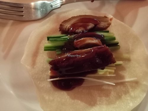 Shredded vegan duck pancake at The Orchid Vegan Restaurant in York