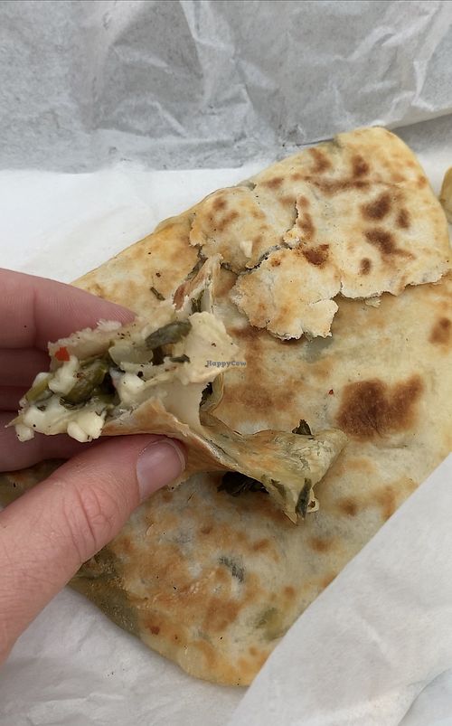 vegan cheese and spinach gözleme at Tammy's Borek in Preston