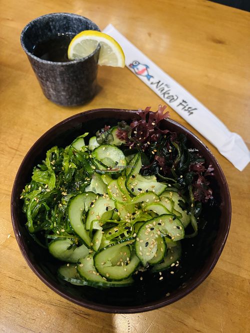 Cucumber and Seaweed Salad (sunomono )  at The Naked Fish in South Lake Tahoe