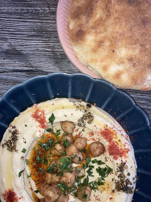 Classic hummus with pita  at Harissa in Almaty