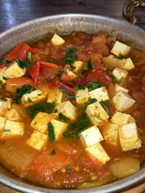 Lovely tofu shakshuka  at Harissa in Almaty
