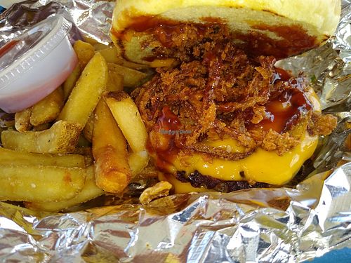 Firestone Impossible Burger and fries. at Elevate in St Augustine