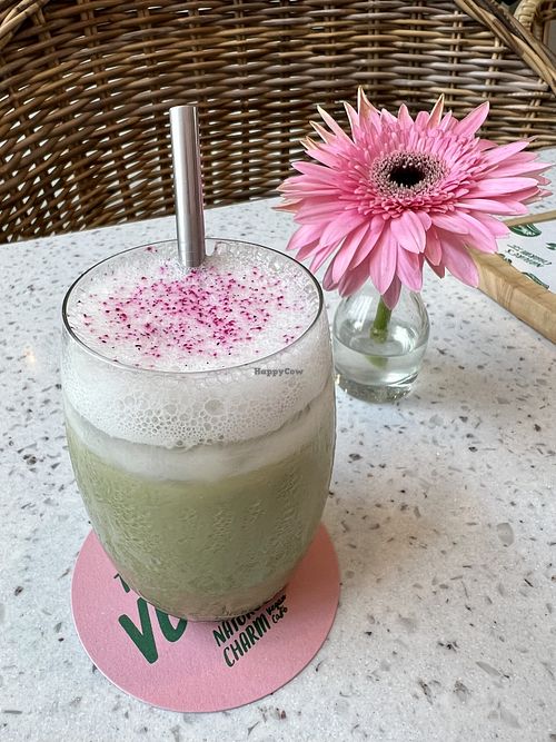 Matcha latte  at Nature's Charm in Bangkok