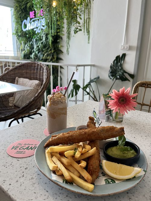 Fish and chips   at Nature's Charm in Bangkok