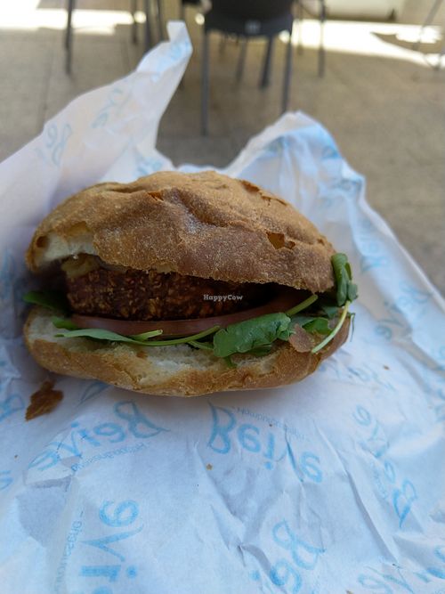 Beyond burger with bun bread at Beive in Vic