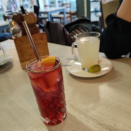 Hibiscus sparkling iced tea at Villa Kalka in Cologne
