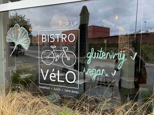 Their logo, vegan & gluten-free  at  Bistro VéLO in Antwerpen