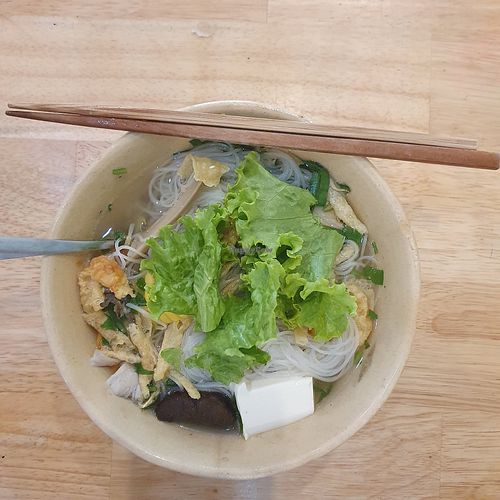 hu tieu (rice noodles with veg and tofu) at Pippala Vegan in Ho Chi Minh City