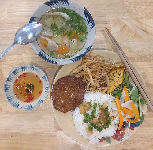 com tam (broken rice) at Pippala Vegan in Ho Chi Minh City