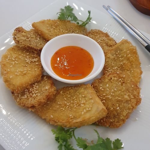 sake / cu sen chien gion (fried sake and lotus rhizome) at Sarva in Ho Chi Minh City