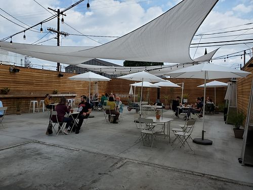 Back patio at Wolfie's Nashville Hot Chicken in Los Angeles