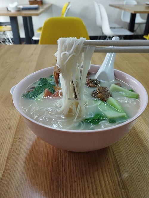 Vegetarian Fish Soup Noodle with rice or noodles option  at Yuan Xiang Vegetarian Food 圆香素食馆 - Changi in Central Singapore
