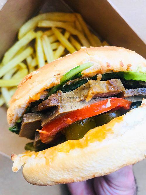 Vegan doner burger  at Veganzza in Istanbul