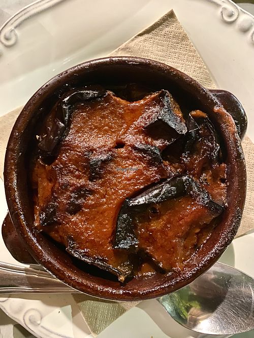 I forgot the name but it’s a stew with aubergine and tomato.  at Estia in Zakynthos