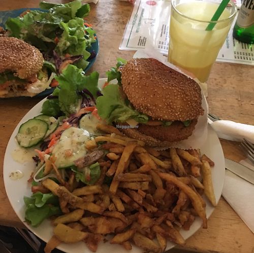 Hawaiian chicken schnitzel burger at vego Foodworld in Berlin