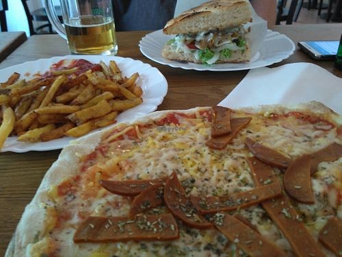 pizza, doner, chips at vego Foodworld in Berlin