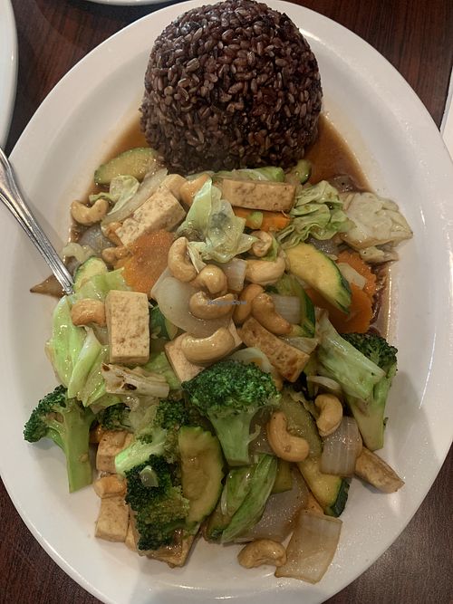 Cashew nut with brown rice - really good.   at Drunken Noodle in Sacramento