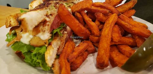 Club with Sweet potato fries at Seva - Ann Arbor in Ann Arbor