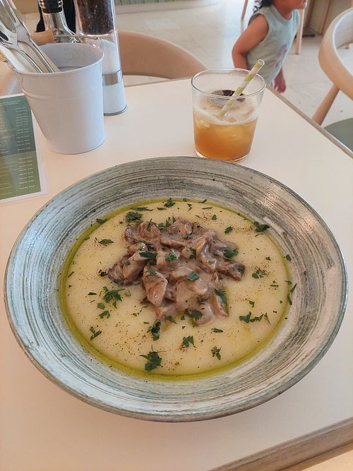 Veganized mushroom ragu dish for 790 RSD at Plant Power in Novi Sad