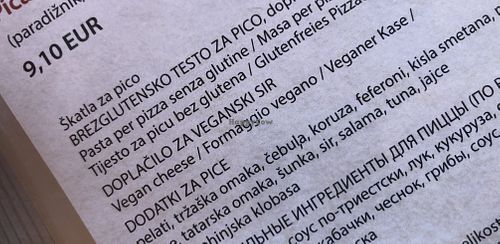 they have vegan cheese for pizza  at Hotel Tripič in Radovljica
