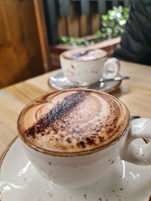 Cappacinos; with almond milk and soy milk at Mamma Says in Fairfield