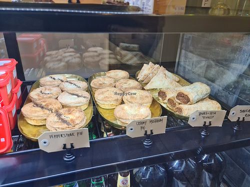 Selection of pies and sausage rolls at Mamma Says in Fairfield