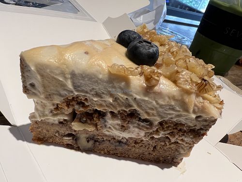 Carrot cake (too dense, don’t recommend )  at Plantiful - Plant-based Cafe in Bangkok