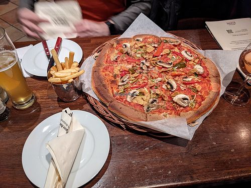 Taco pizza without cheese at Egon Tromsø in Tromsoe