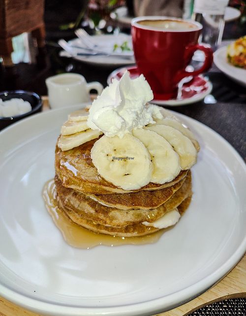 Banana Pancakes with coconut whip cream at Goodsouls Kitchen in Bangkok