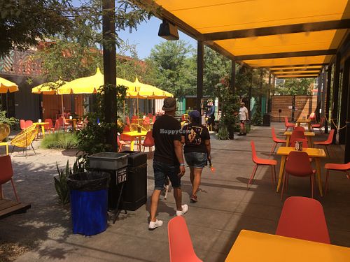 Shady seating at Modern Times Leisure Town in Anaheim