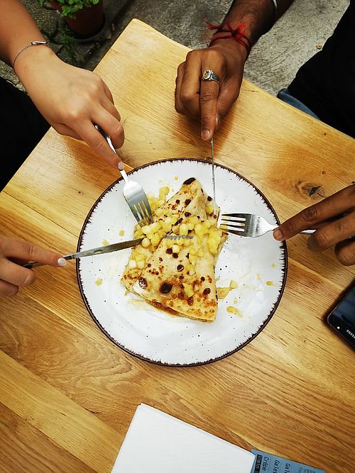 Crepe vegan with caramelised Apfel  at Beb & Bene in Freiburg