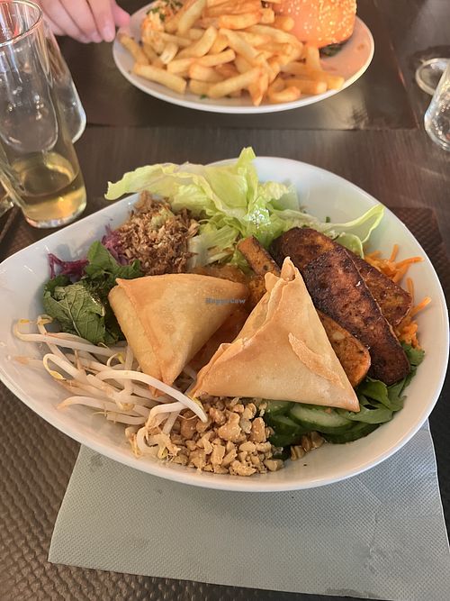 Bobun with tofu and samosas  at Le Took Took in Le Touquet
