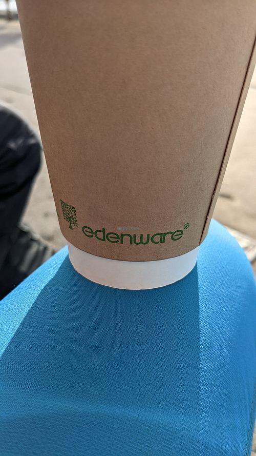 Compostable cups at Good Food in Lyme Regis