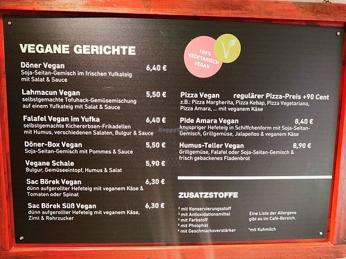 The vegan menu. There is also a vegetarian menu. at Amara in Freiburg