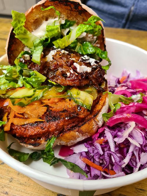 Tandoori burger at The Hedgerow Hound in Plymouth