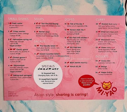 Menu March 2025 at Mi-Yao in Amersfoort