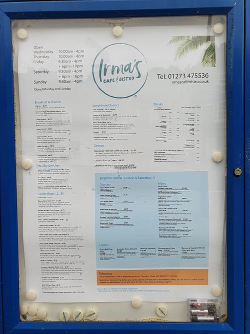 menu at Irma's Cafe & Bistro in Lewes