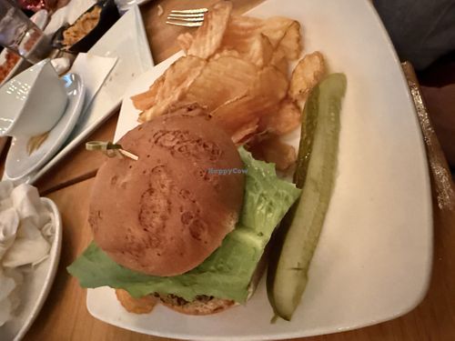 Burger with house made chips   at Federal Taphouse in State College