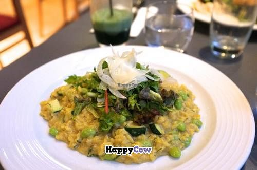 Risotto: edamame and zucchini with fresh salad at Saf - Kensington in West London