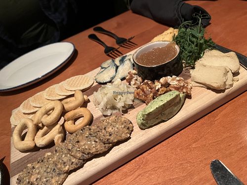 Four different cheeses including spirulina.  Pickled fennel.  Amazing    at The Cellar in Corning