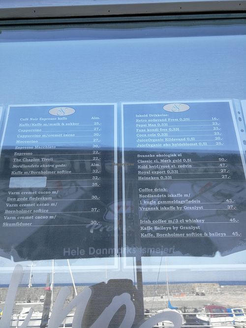 Menu card at Nordlandets in Bornholm