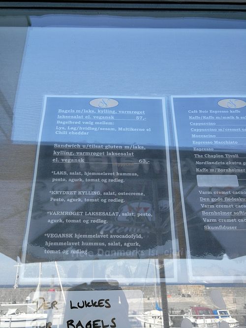 Menu card at Nordlandets in Bornholm