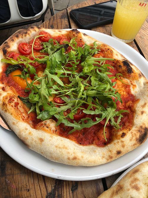 The marinara with Rocket £8  at Dough & Oil in Shrewsbury