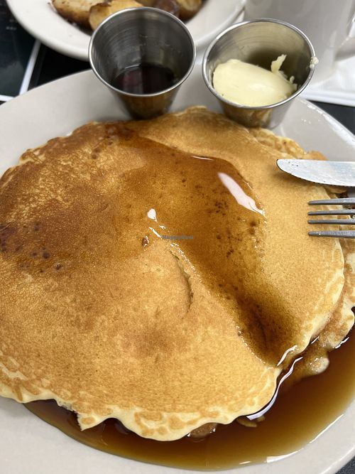Fluffy vegan pancakes 😋  at Donut Villa Diner in Malden