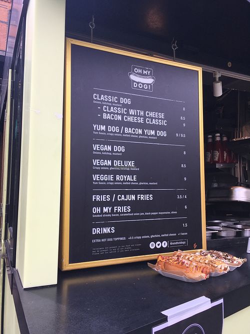 menu with vegan options at Oh my Dog! in North West London