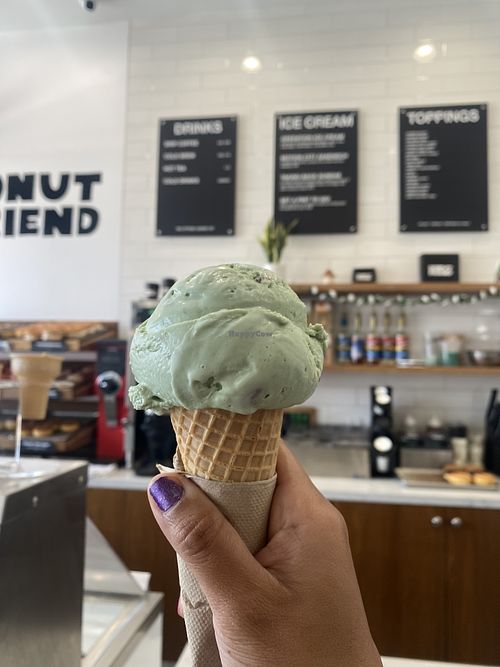 Pistachio on Sugar Cone ($5) 😛🍦  at Creamo in Los Angeles