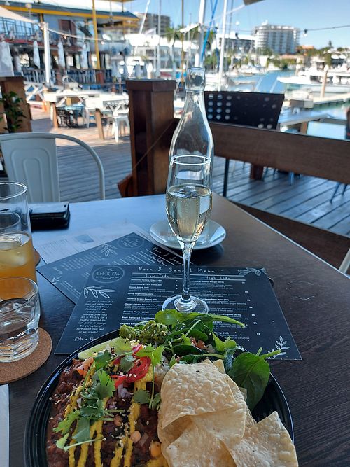 Burrito bowl, prosecco and a view ♡ at Ebb and Flow Darwin in Larrakeyah