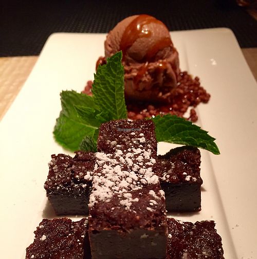 Vegan Brownie a la Mode at Wynn Hotel - Wazuzu in Las Vegas