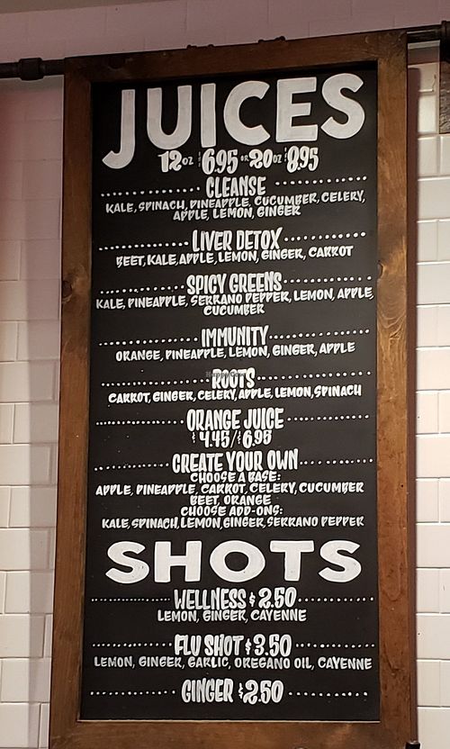 Juice menu at The Blend in Oxnard