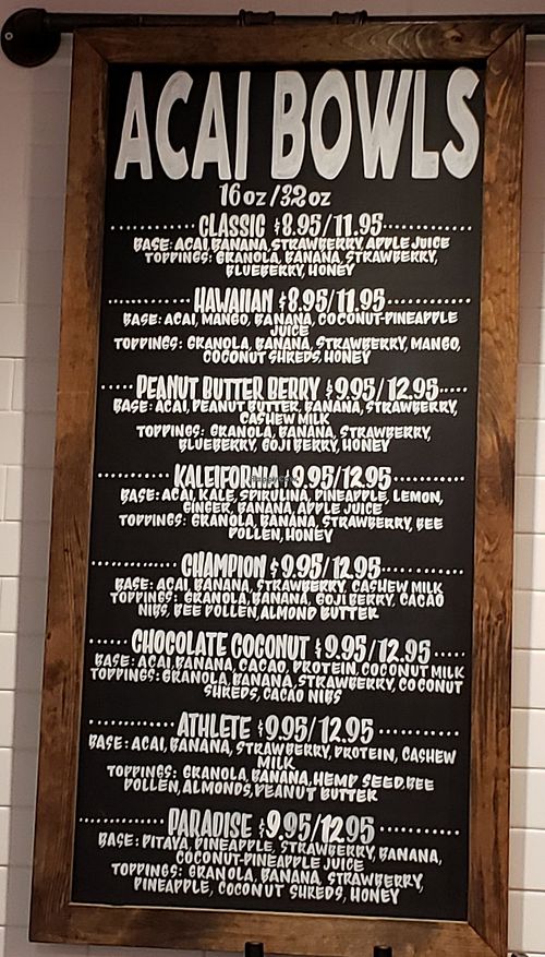 Bowl menu at The Blend in Oxnard